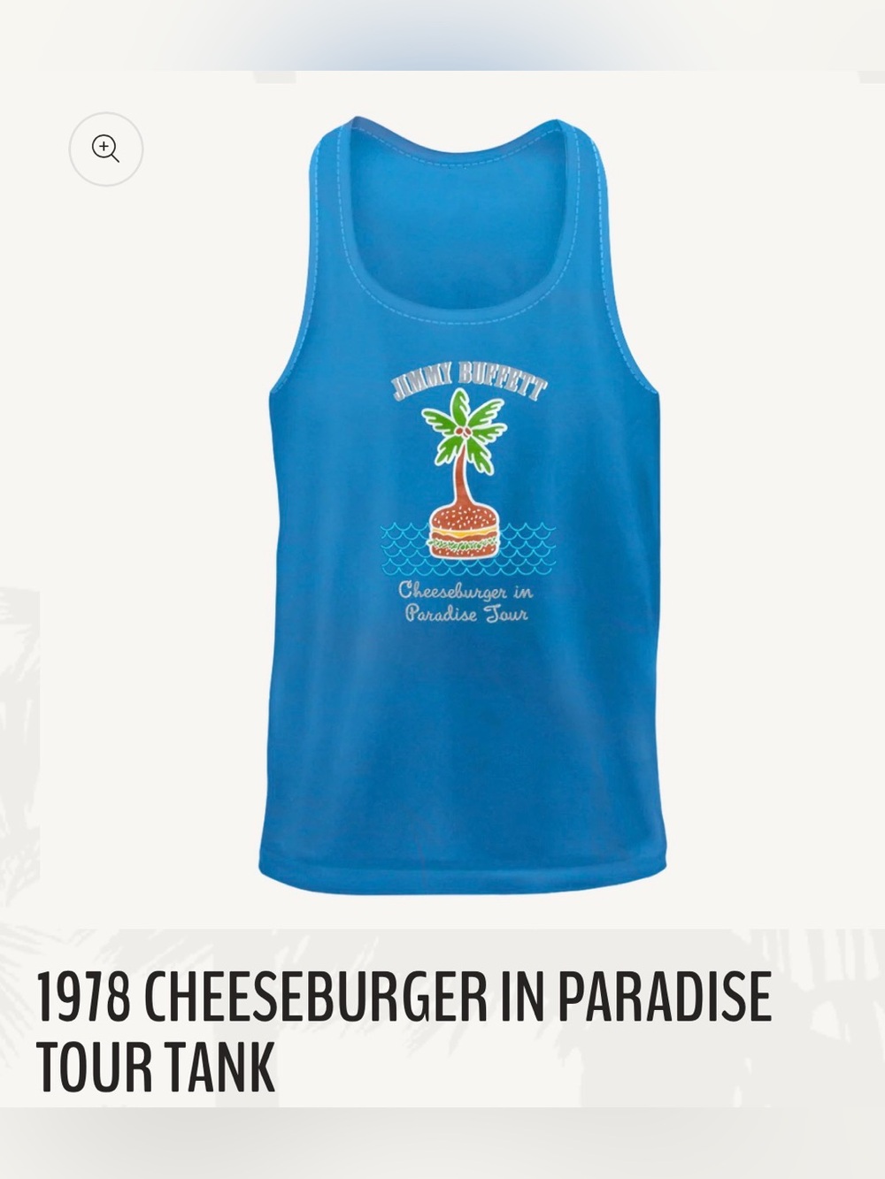 Jimmy Buffett Blue Cheeseburger in Paradise Tour 1978 Tank Top